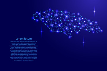 Jamaica map of polygonal mosaic lines network, rays and space stars of vector illustration.