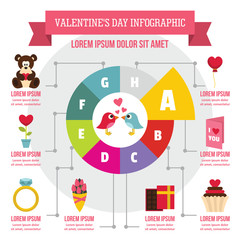 Obraz premium Valentine day infographic concept, flat style