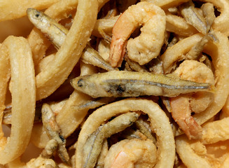 Fish frying background in restaurant