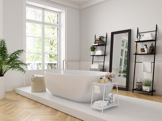 Fototapeta na wymiar classic luxury bathroom. 3d rendering