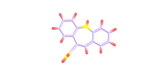 Carbamazepine molecular structure isolated on white