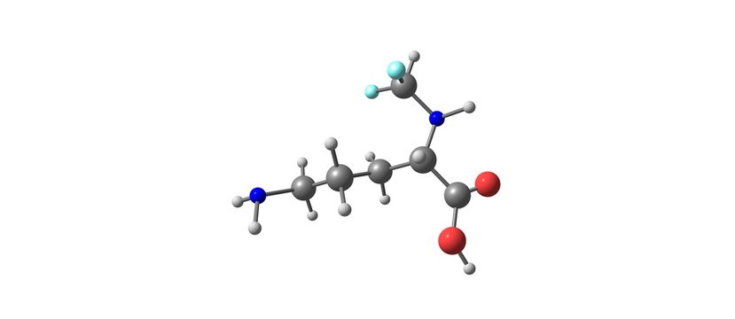 Eflornithine molecular structure isolated on white