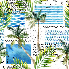 Abstract summer tropical palm tree background.