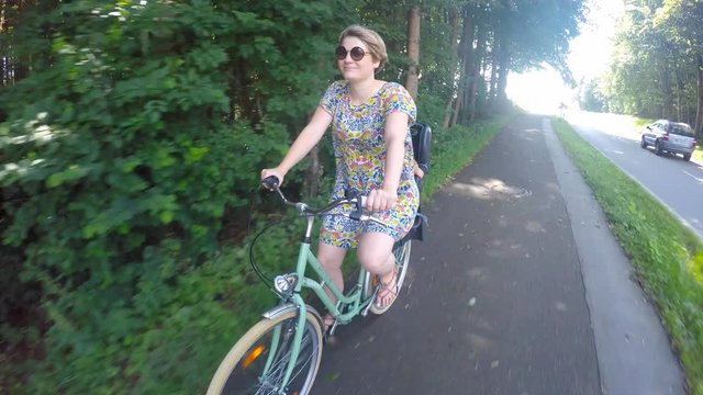 Young woman on cycle ride