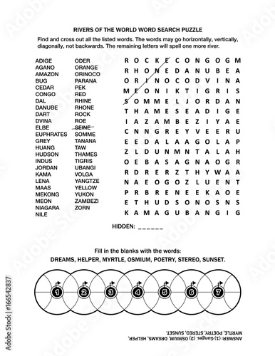 Puzzle Page With Two Word Games English Language Rivers Of The World Word Search Puzzle And Fill The Wheels Black And White Or Letter Sized Answer Included Wall Mural Ratselmeister Puzzle Page With Two Word Games English Language Rivers Of The World Word Search Puzzle And Fill The Wheels Black And White Or Letter Sized Answer Included Wall Mural Ratselmeister