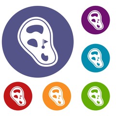 Golf course field icons set