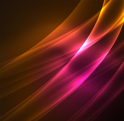 Obraz premium Energy lines, glowing waves in the dark, vector abstract background