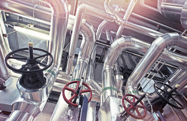 Industrial zone, Steel pipelines, valves and pumps