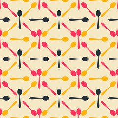 Seamless colorful pattern. Vector background with flat style spoon