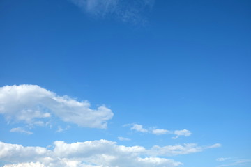 Blue Sky with Clouds Background, Top Space for Text.