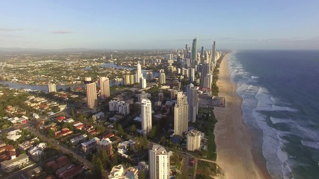 Aerial over ocean Gold Coast Australia