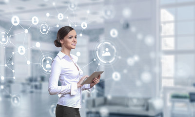 Networking and wireless connection. Mixed media