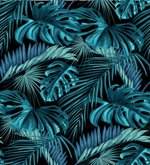 Vector tropische bladeren naadloos patroon