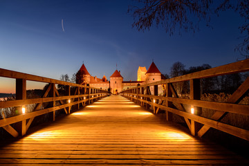 Fototapeta na wymiar Trakai Castle at night