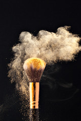 Professional black make-up brush with powder