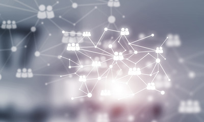 Fototapeta premium Concept of networking and connection against modern office blurr