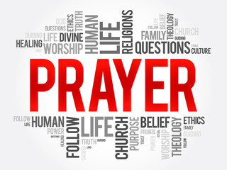 Prayer word cloud collage, religion concept background