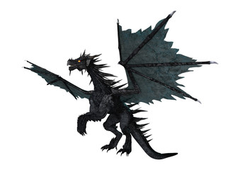 Fototapeta premium 3D Rendering Black Dragon on White