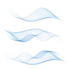 Set of abstract blue waves. Vector illustration