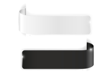 Black and white shiny stripes. Sticker labels