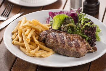 steak with french fries