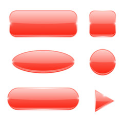 Red glass buttons. Collection of web icons