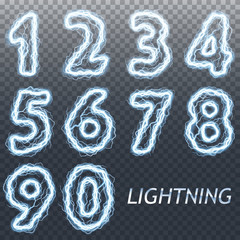 Lightning and thunder bolt or electric number, glow and sparkle effect - 166551632