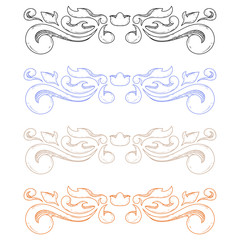 Colored ornaments. Classic floral dividers