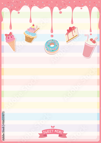 illustration vector of sweet dessert menu template decorated with