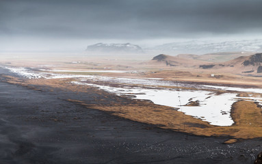 Icelandic coastal landscape. North Atlantic Ocean