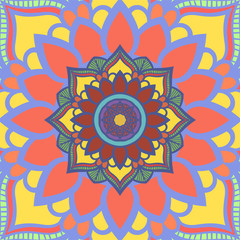 Colored Mandala background. Vintage decorative elements. Oriental pattern, vector illustration. Islam, Arabic, Indian, moroccan,spain, turkish, pakistan, chinese, mystic, ottoman motifs.