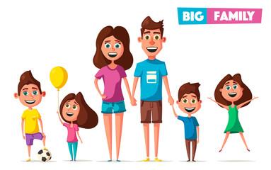 Happy family in travel. Cartoon vector illustration