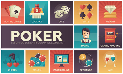 Poker - vector modern flat design icons set
