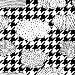 Trendy seamless pattern with doodle clouds