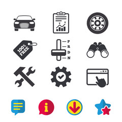 Transport icons. Tachometer and repair tool.