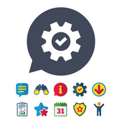 Service icon. Cogwheel with tick sign.