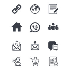 Communication icons. Contact, mail signs.