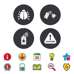 Bug disinfection signs. Caution attention icon.