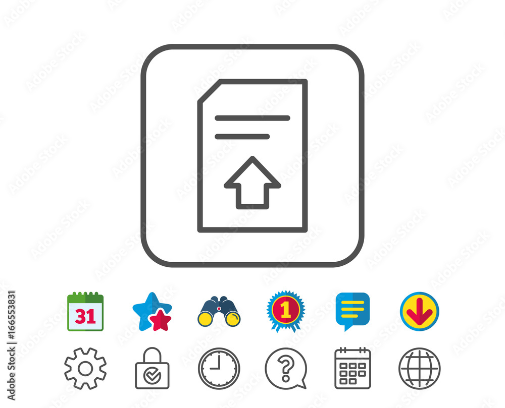 Poster upload document line icon. file sign.