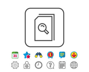 Search Documents line icon. File with Magnifier.