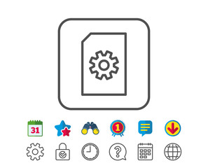 Document Management icon. File with Cogwheel.