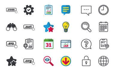 Top-level domains signs. Com, Eu, Net and Org.