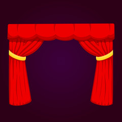 Theather scene blind curtain stage fabric texture performance interior cloth entrance backdrop isolated vector illustration