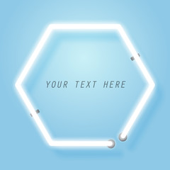 Hexagon neon, frame template and copy space