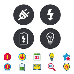 Electric plug sign. Lamp and battery low.