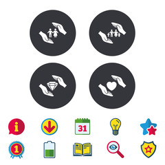 Hands insurance icons. Family life-assurance.