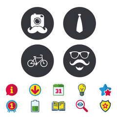 Hipster photo camera icon. Glasses symbol.