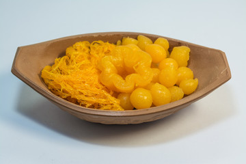 Thong yip, Thong yord and Foi Thong are three of the nine auspicious traditional Thai desserts. They are usually made for important occasions and ceremonies such as weddings, ordinations and housewarm