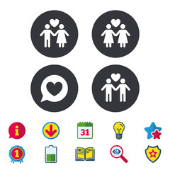 Fototapeta premium Couple love icon. Lesbian and Gay lovers signs.