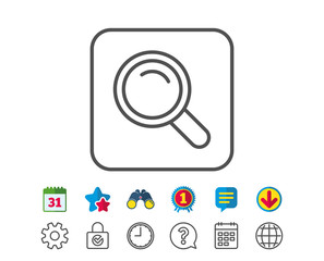 Search line icon. Magnifying glass sign.